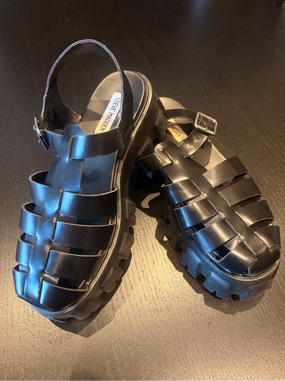 Steve Madden Black  Chunky Fisherman Sandals size 10